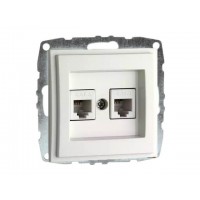 ⚡Механизм двойной телефонной розетки цифровой (RJ11 CAT3A) серии Despina (Mono Electric) Белая с панелью ⚡Механизм двойной телефонной розетки цифровой (RJ11 CAT3A) серии Despina (Mono Electric) Белая с панелью