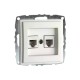 Механізм подвійної телефонної розетки цифрової (RJ11 CAT3A) серії Despina (Mono Electric) Біла з панелью