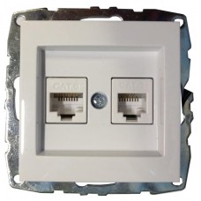 Механизм компьютерной+телефонной розетки серии Despina (Mono Electric) Белая с панелью