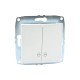 Механізм вимикача двухклавішного прохідного 10А серії Despina (Mono Electric) Білий з клавішею