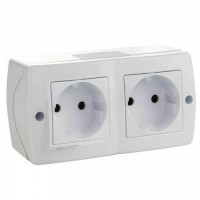⚡Розетка двойная без заземления серии Octans (Mono Electric). Цвет Белый