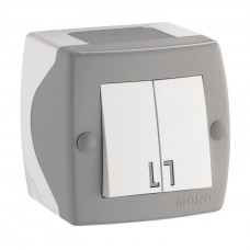 Вимикач двоклавішний серії Octans (Mono Electric). Колір Сірий