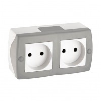 Розетка подвійна без заземлення серії Octans (Mono Electric). Колір Сірий