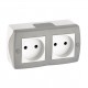Розетка подвійна без заземлення серії Octans (Mono Electric). Колір Сірий