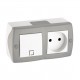 Вимикач одноклавішний + розетка без заземлення серії Octans (Mono Electric). Колір Сірий