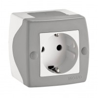 Розетка з заземленням серії Octans (Mono Electric). Колір Сірий