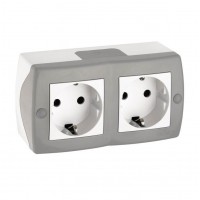 Розетка подвійна з заземленням серії Octans (Mono Electric). Колір Сірий