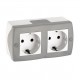 Розетка подвійна з заземленням серії Octans (Mono Electric). Колір Сірий
