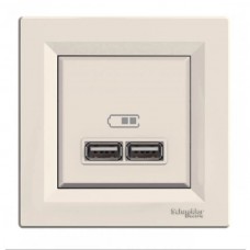 USB-розетка Asfora 2.1 A (2 входи) кремова (EPH2700223)