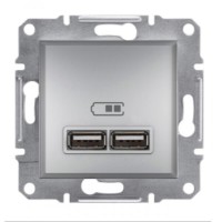 ⚡USB розетка Asfora 2.1 A (2 входа) алюминий (EPH2700261)