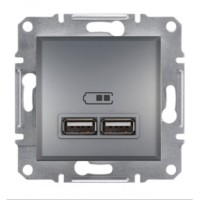 ⚡ Механізм USB-розетки Asfora 2.1 A (2 входи) сталь (EPH2700262) ⚡ Механізм USB-розетки Asfora 2.1 A (2 входи) сталь (EPH2700262)
