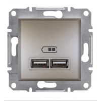 ⚡Механізм USB-розетки Asfora 2.1 A (2 входи) бронза (EPH2700269)