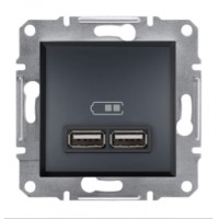 ⚡USB-розетка Asfora 2.1 A (2 входи) антрацит (EPH2700271)