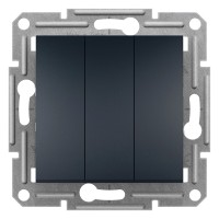 ⚡Выключатель 3-х клавишный Asfora IP20 антрацит (EPH2100171)