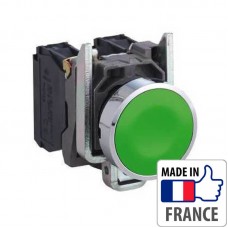 Кнопка с пружинным возвратом Schneider Electric XB4-B, зеленая, металл. основание, 1NO