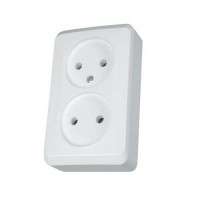 Розетка подвійна без заземлюючого контакта та захисних шторок Prima Біла WDE001040