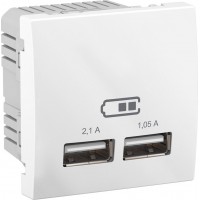 USB-розетка Unica 2.1 A (2 входи), Біла (MGU3.418.18) USB-розетка Unica 2.1 A (2 входи), Біла (MGU3.418.18)