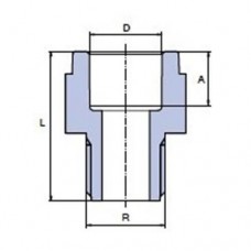 PP-R перехід з пластмасовим різьбленням зовнішньої 1/2”x20мм, Wavin Ekoplastik, SDG02020XX