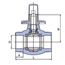 PP-R Шаровый кран под штукатурку с металлической крышкой под трубу 20мм, Wavin Ekoplastik, SVEKPLK020
