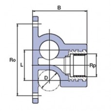 PP-R Тройник с металлической внутренней резьбой и креплением 1/2”x25мм, Wavin Ekoplastik, SNKP02520X